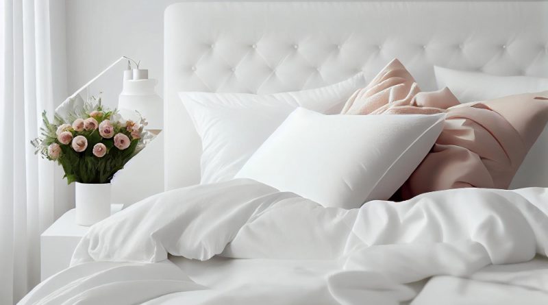 un lit avec une couette en plume